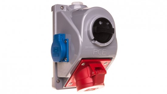 Zestaw instalacyjny z gniazdem 16A 5P 2x2P Z schuko (0-1) czerwony Combopol 61132-6 96061552W