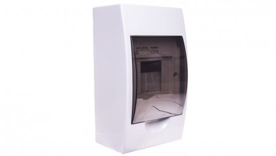 Rozdzielnica modułowa tworzywo 1x4 natynkowa IP40 IK06 N PE II klasa drzwi transparentne szare DB104S 1X4P/SMD biały 3830