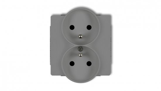 DECO Gniazdo podwójne do ramki z/u szary mat 27DGPR-2zp