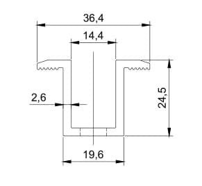 Klema środkowa Dł. 50mm anodowana czarna