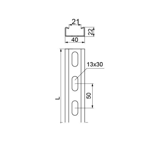 Ceownik wzmocniony CWC 40H22/2 2mm 610320