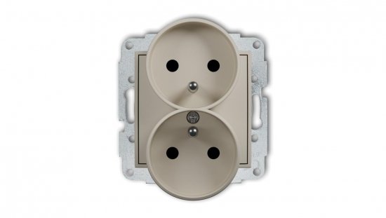MINI Mechanizm gniazda podwójnego do ramki z uziemieniem 2x(2P+Z) (przesłony torów prądowych) taupe 60MGPR-2zp