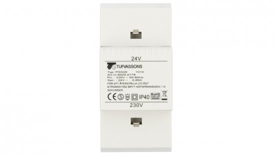 Transformator 1-fazowy modułowy PSS 20VA 230/24V 16024-0178