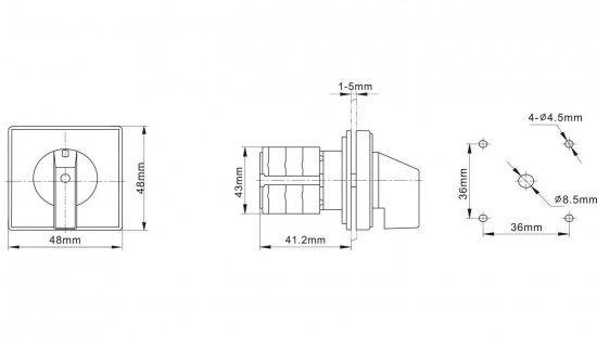Łącznik krzywkowy 0-1 16A 3P tablicowy IP65 / LW16 0-1 3P T