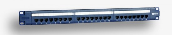 Panel 19 , 24xRJ45 UTP kat.6 (1U) z półką, niebieski (PoE)