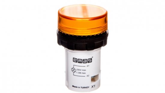 Lampka sygnalizacyjna MB z LED, monoblok, 230V AC, płaski klosz, żółta T0-MBSD220S