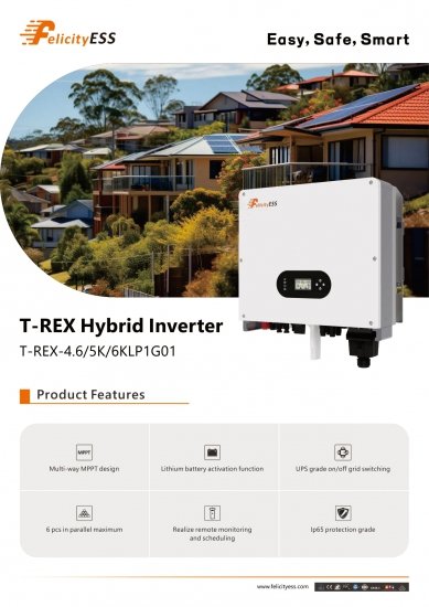 Felicity Inwerter hybrydowy T-REX-5KLP1G01 1-fazowy (niskonapięciowy)