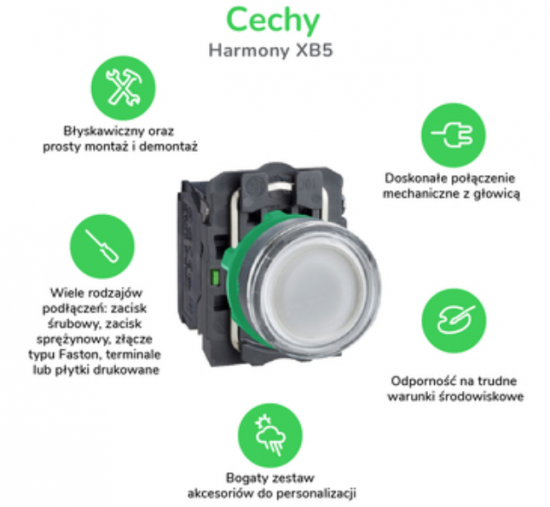 Przycisk sterowniczy 22mm czerwony 1R z samopowrotem XB5AA4322
