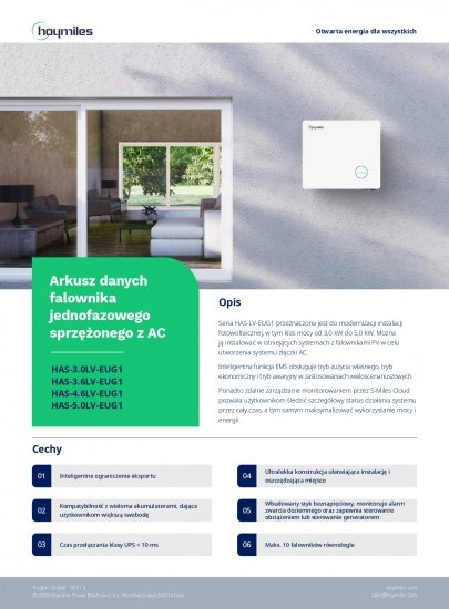 HOYMILES Falownik sprzężony z AC HAS-3.0LV-EUG1 (1-fazowy)