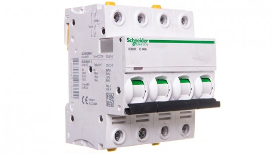 Wyłącznik nadprądowy 4P C 40A 10kA AC iC60H-C40-4 A9F07440