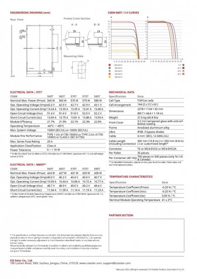 Moduł fotowoltaiczny panel PV 570Wp Canadian Solar CS6W-570T  TopHiKu6 N-Type SF Srebrna rama