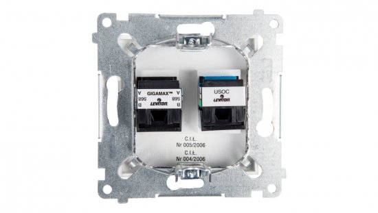 Simon 54 Gniazdo teleinformatyczne RJ45 kat.5e + RJ12 białe D5T.01/11