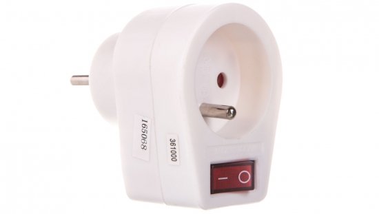 Wtyczka-gniazdo z wyłącznikiem 10/16A 250V 2P Z białe P0027