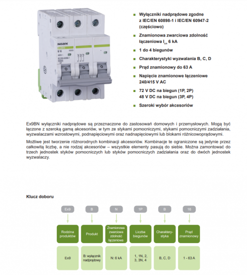 NOARK Wyłącznik nadprądowy 1P Typ B 13A 6kA AC (100007)