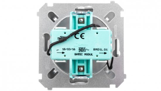 Simon Basic Przycisk dzwonek z podświetleniem 10AX 250V, szybkozłącza, srebrny mat BMD1L.01/43