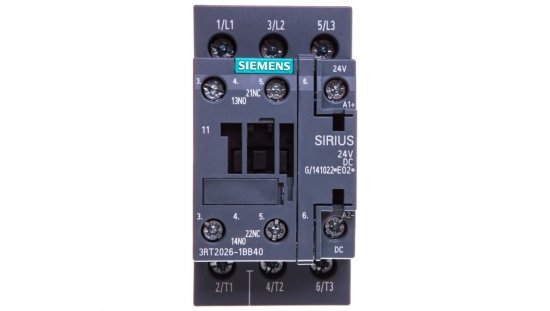 Stycznik mocy 25A 3P 24V DC 1Z 1R S0 3RT2026-1BB40