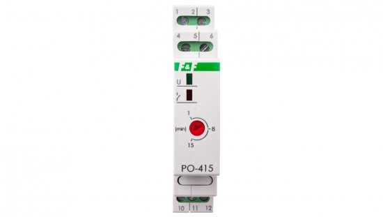 Przekaźnik czasowy 1P 10A 1-15min 24V AC/DC opóźnione odpadanie PO-415-24V