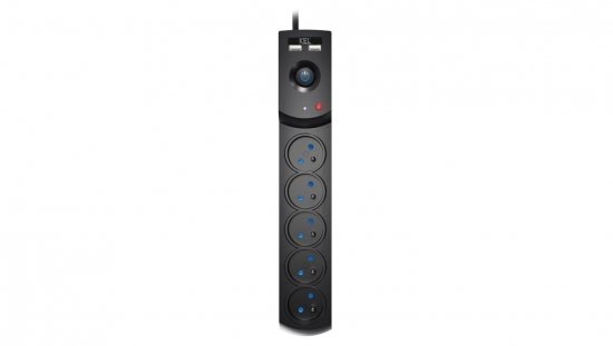 Przedłużacz przeciwprzepięciowy professional 5 gniazd 2xUSB 1,5m 10A 230V 2300W czarny W-100043