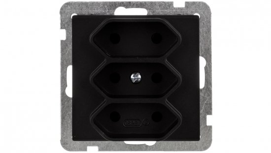 SONATA Gniazdo potrójne b/u 2,5A EURO czarny metalik GP-3R/m/33