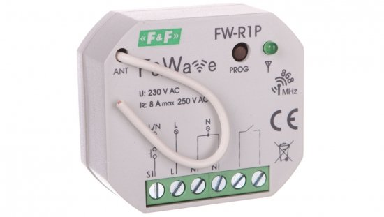 Radiowy pojedyńczy przekaźnik bistabilny - montaż P/t 85-265V AC/DC FiWave FW-R1P