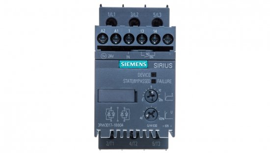 Softstart 3-fazowy 200-480VAC 12,5A 5,5kW/400V Uc=24V AC/DC S00 3RW3017-1BB04