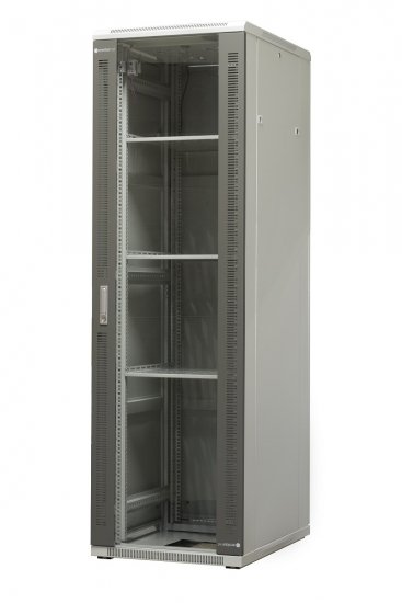 Szafa ramowa stojąca EmiterNet Top, 42U, drzwi przód blacha/szkło, 600x800x1980mm (szer./gł./wys.) (w zestawie: panel 4 wentylatorowy z termostatem, 3 półki, komplet śrub montażowych)