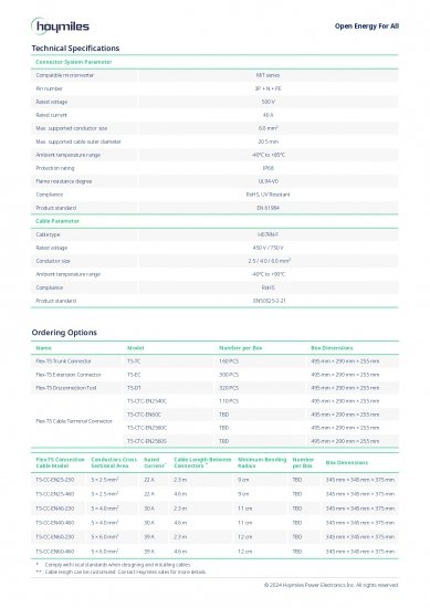 HOYMILES MIT FLEX-T5 kabel połączeniowy 5x4.0mm2 AC 3F 3mb. (T5-CC-EN40-300)