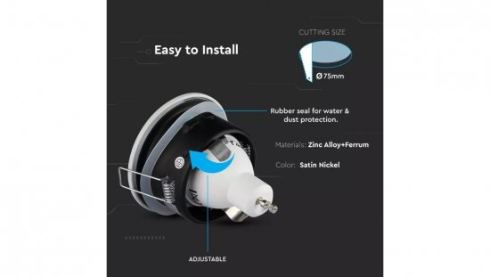 Oprawa punktowa Oczko 1xGU10 IP54 Satynowy Nikiel 3614