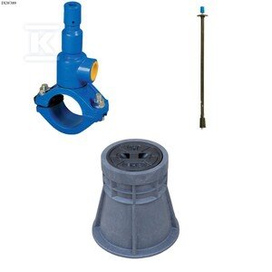 Nawiertka DN160x40 do rur PVC/PE, PN10, do wody, GJL + obudowa sztywna + skrzynka PEHD ZESTAW DLW389