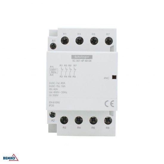 STYCZNIK MODUŁOWY SC301 4P 40A TYP 04 (0NO + 4NC) SCHELINGER