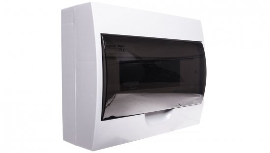 Rozdzielnica modułowa tworzywo 1x12 natynkowa IP40 IK06 N PE II klasa drzwi transparentne szare DB112S 1X12P/SMD biały 3833