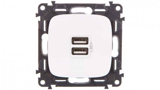 VALENA ALLURE Gniazdo ładowania usb podwójne białe 754995