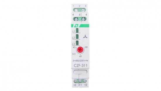 Przekaźnik zaniku i asymetrii faz 10A 1P 4sek 40-80V CZF-311