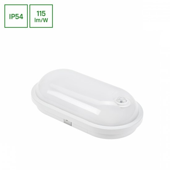 TECHNIC LAMP KANAŁOWA 20W NW 230V 120st IP54 IK07  270x145x70mm BIAŁY owalna czujnik ruchu PIR