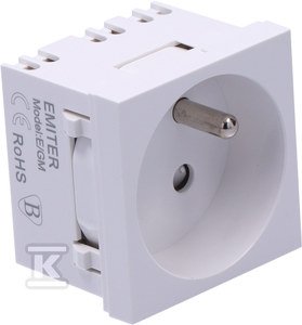 Gniazdo modułowe 230V z uziemieniem 1-krotne std 45x45, białe