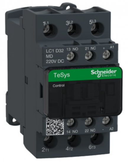 TeSys Deca Stycznik mocy I= 32A AC-3 styki pomocniczy 1R + 1Z napięcie cewki 220 V DC LC1D32MD