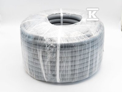 Rura osłonowa karbowana szara (PESZEL) niepodtrzymująca płomienia RKSG 13X18 750N. Bez pilota 25mb /25m/ W0163