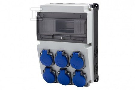 Rozdzielnica LAGO 10M BICOLOR - gniazda 6x230V , 10 modułów, kolor czarno bialy