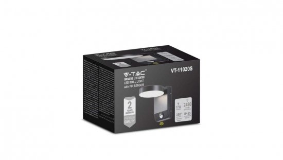 Oprawa elewacyjna LED 17W 2520lm 4000K czujnik regulowana Czarna okrągła 2957