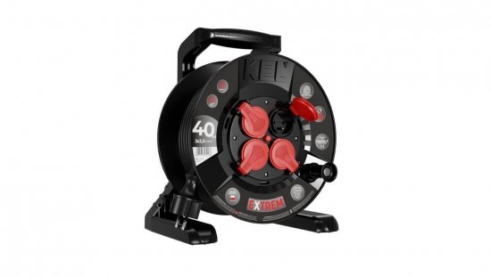 Przedłużacz bębnowy EXTREME LINE 4 gniazda z/u IP44 16A H05RR-F 3x2,5 40m czarny W-100031