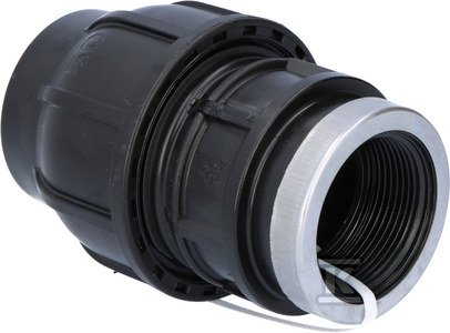 Złączka zaciskowa PP 50x6/4&quot; GW gwint wewnętrzny PN16, do rur PE, kolor czarny