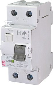 Wyłącznik różnicowoprądowy z zabezpieczeniem nadprądowym KZS-2M AC C16/0.03 002173124