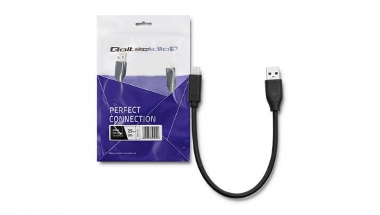 Qoltec Kabel USB typ C 3.1 męski USB 3.0 typ A męski 0.25m