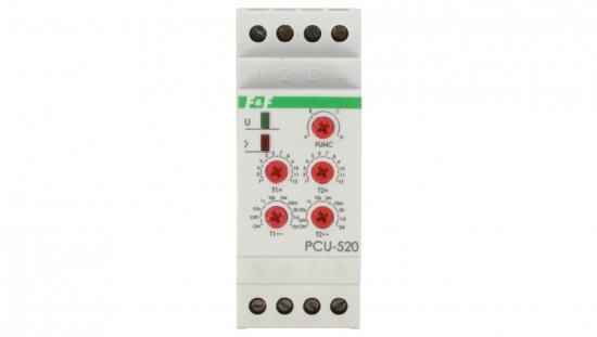 Przekaźnik czasowy 2P 8A 0,1sek-576h 230V AC wielofunkcyjny PCU-520