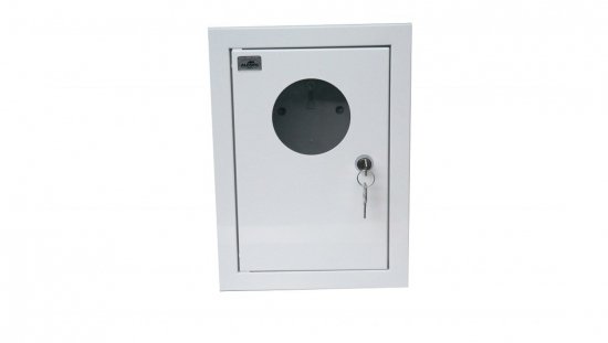 Szafka licznikowa podtynkowa metalowa 1x1F zamek okienko IP40 RAL 9003 A-RW18