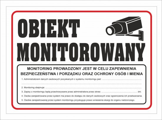 Tabliczka PCV Obiekt Monitorowany z RODO