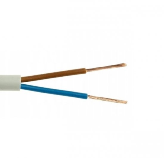 Przewód mieszkaniowy H03VV-F (OMY) 2x0,75 biały 300/300V /25m/