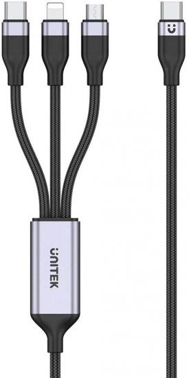 Unitek przewód ładujący USB 3 w 1 czarny