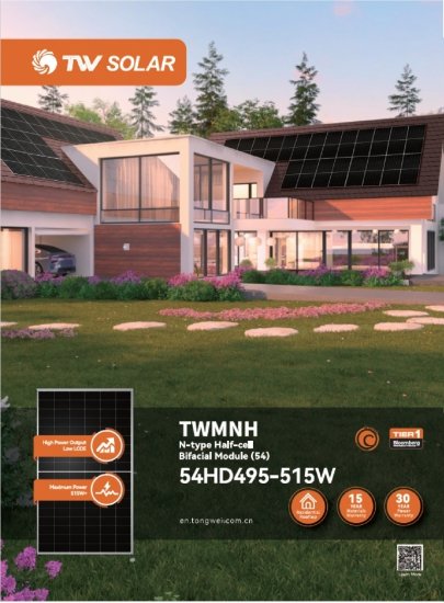 Panel PV 500Wp TWMNH-54HD500 TW Solar 500W N-Type Bifacial Glass-Glass Czarna Rama 