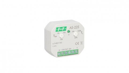 Kaskadowy sterownik oświetlenia schodowego do puszki fi60 4A 10-90s 9-30V DC AS-225